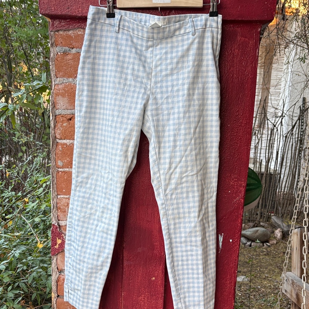 Light Blue Checkered Cropped Pants